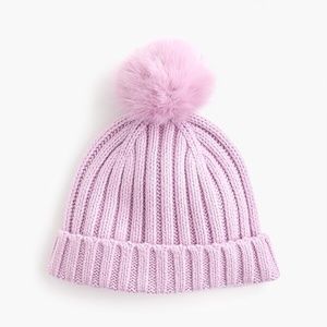 J. Crew Ribbed beanie with faux-fur pom-pom